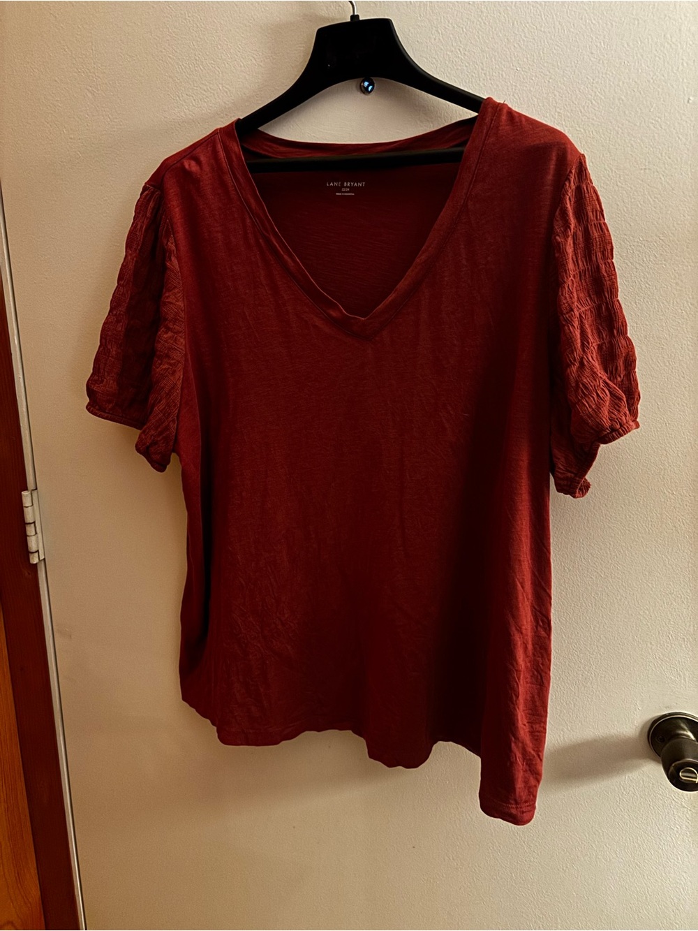 Lane Bryant Burnt Orange V-Neck Short Sleeve Tee